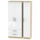 Contrast Tall 3 Door 2 Drawer Wardrobe